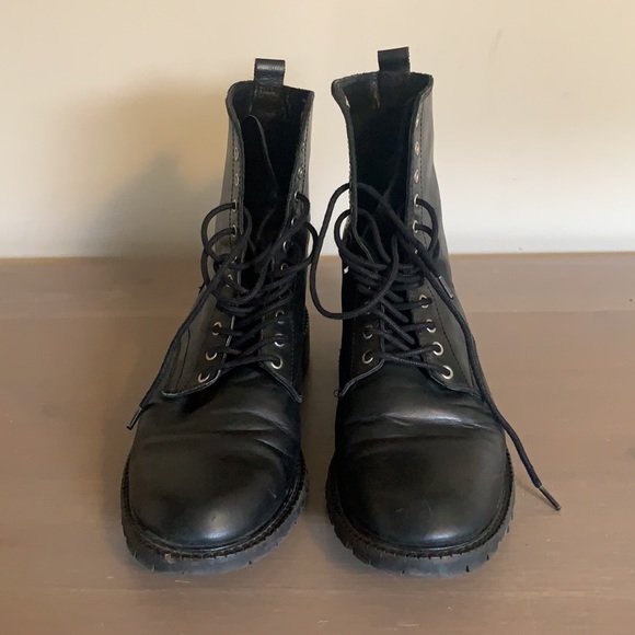 Black Leather Lace Up Boots - Women’s Size 38 - Picture 3 of 5